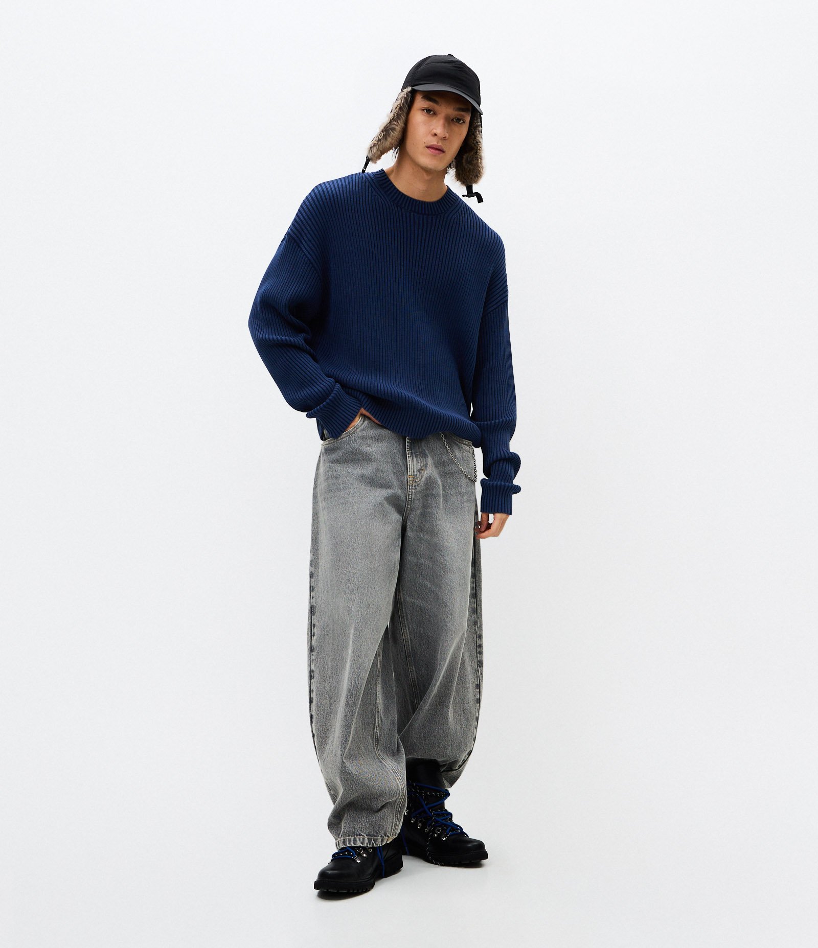 Suéter Tricô Texturizado Acid Wash Boxy Azul 2