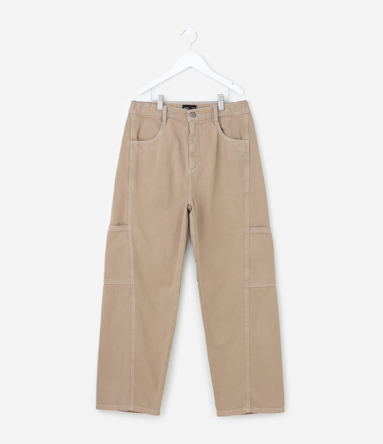 Calça Infantil Skate em Sarja com Recortes - Tam 5 a 14 Anos Bege 1