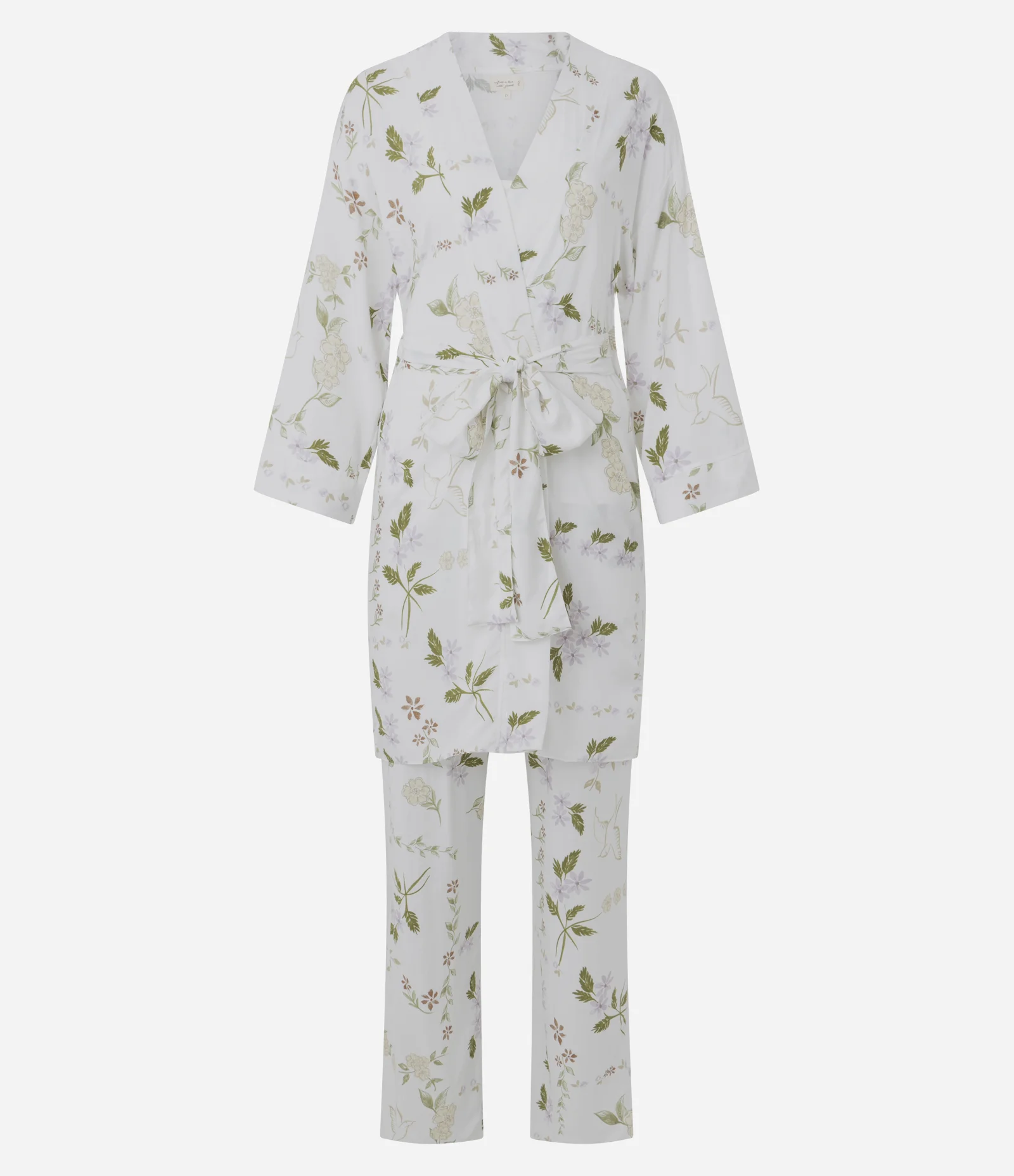 Trio de Pijama em Viscose Com Robe Estampado Branco 5