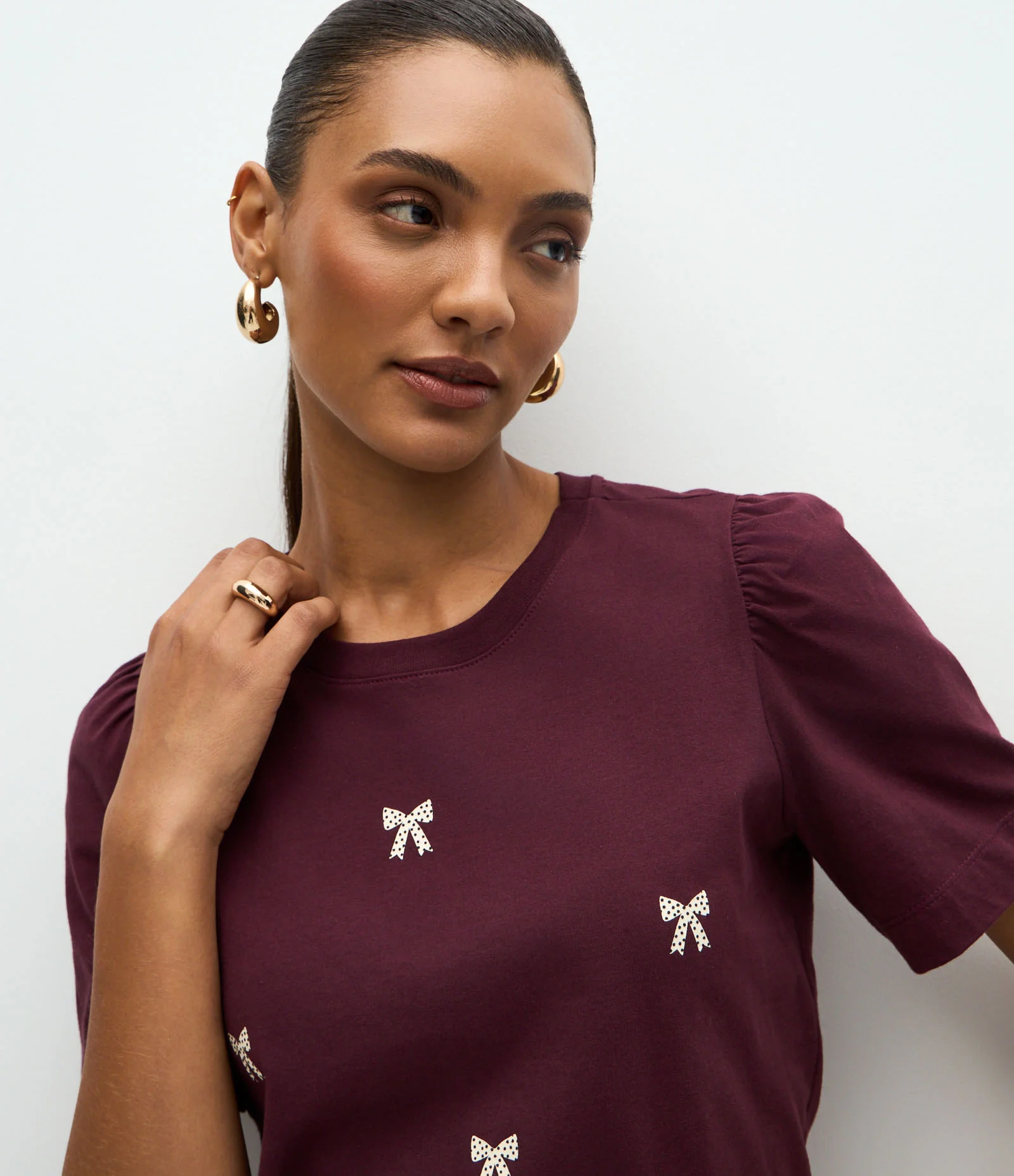 Blusa Manga Curta em Algodão com Estampa de Lacinhos Vermelho 3