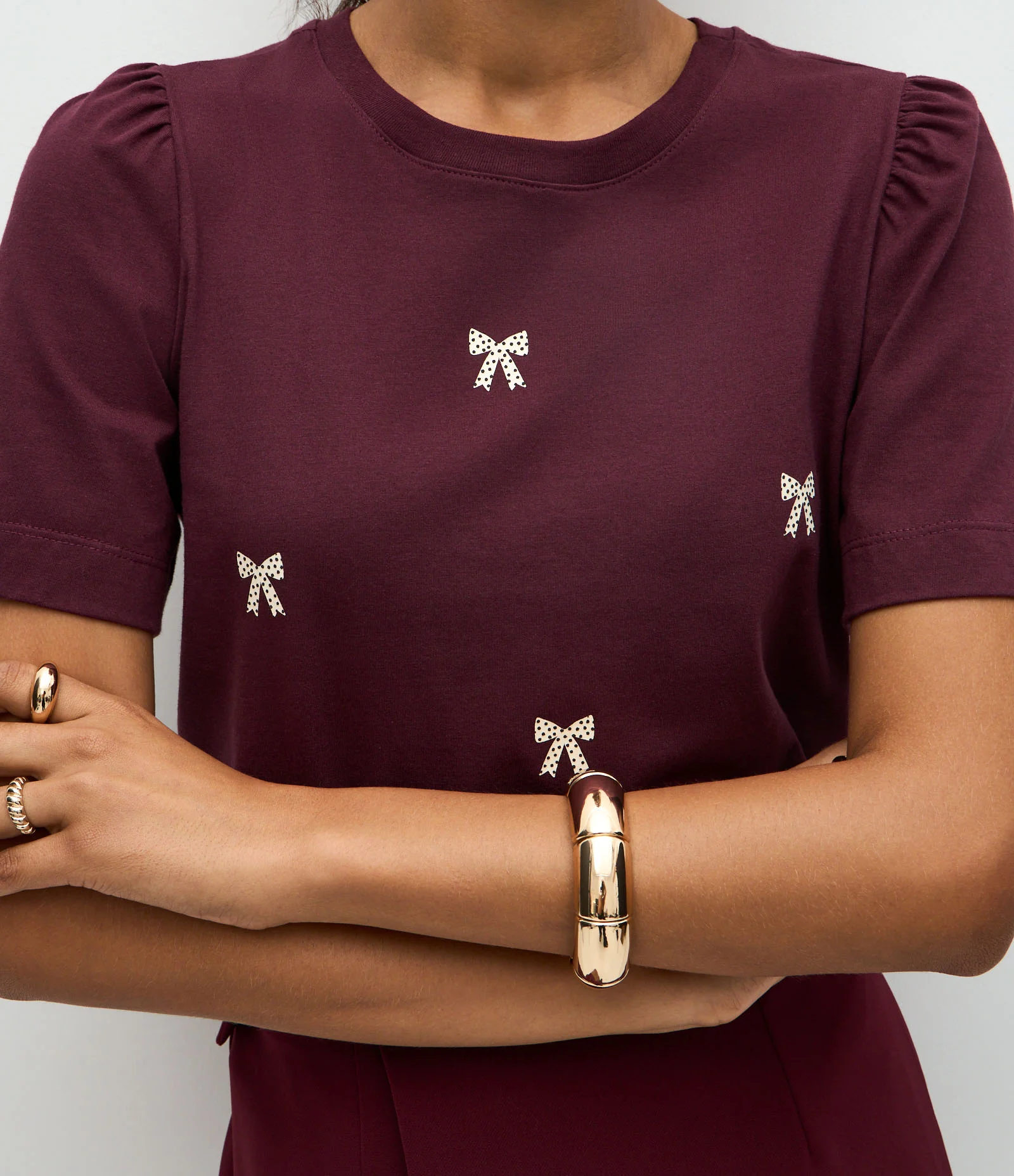 Blusa Manga Curta em Algodão com Estampa de Lacinhos Vermelho 4