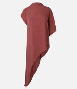 Blusa Alongada Alfaiatada em Viscose com Barra Assimétrica