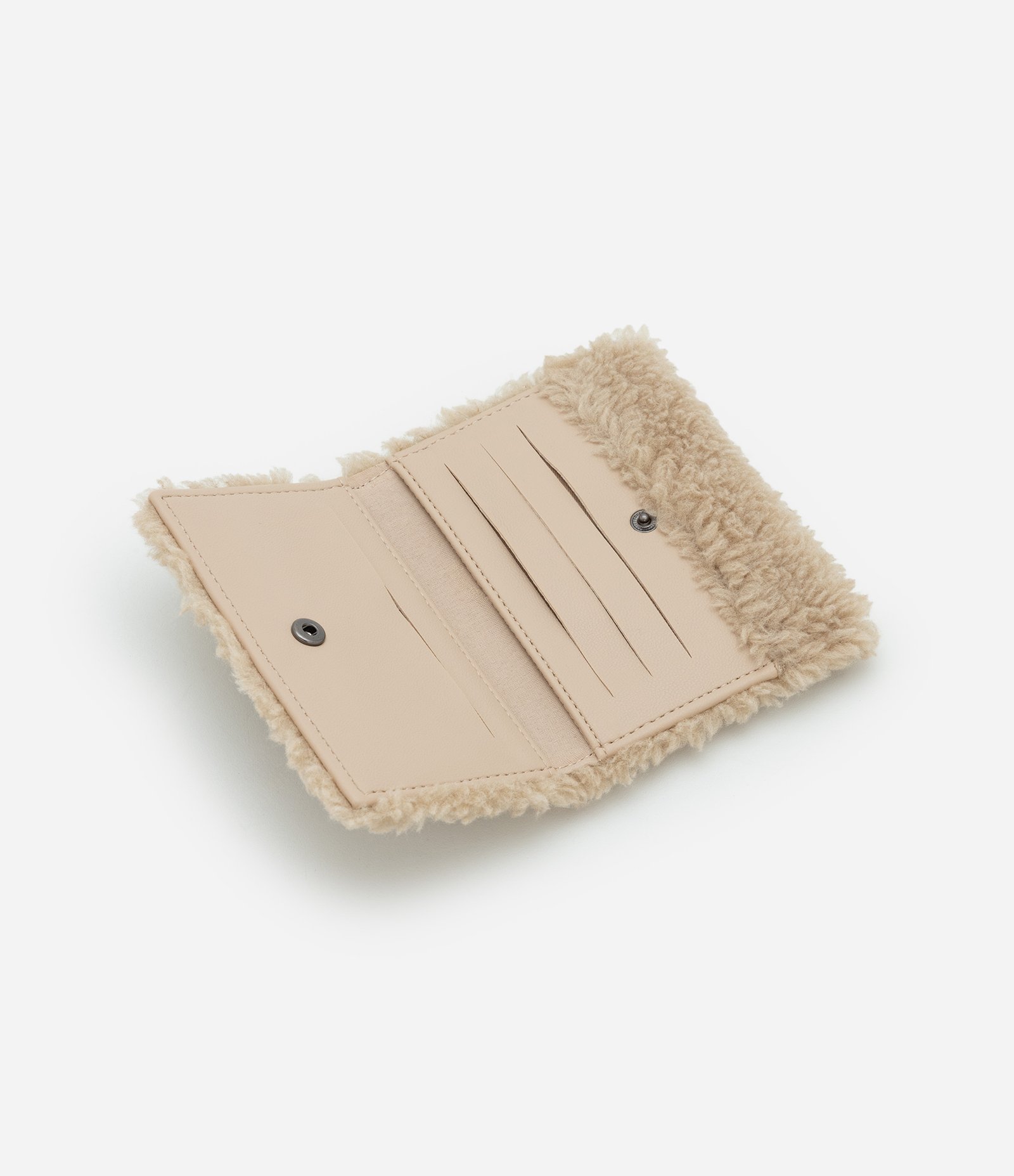 Carteira Envelope Pequena com Textura de Pelos Off White 5