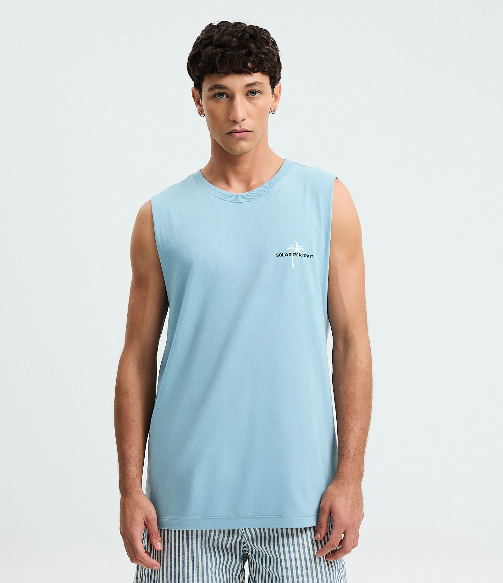 Regata Comfort em Algodão com Estampa de Coqueiro Azul 1