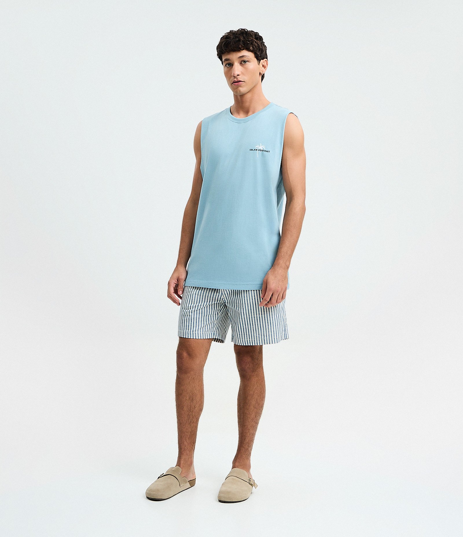 Regata Comfort em Algodão com Estampa de Coqueiro Azul 2
