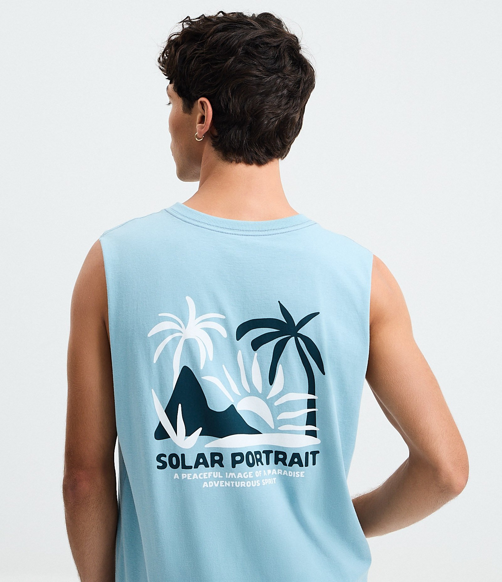 Regata Comfort em Algodão com Estampa de Coqueiro Azul 3