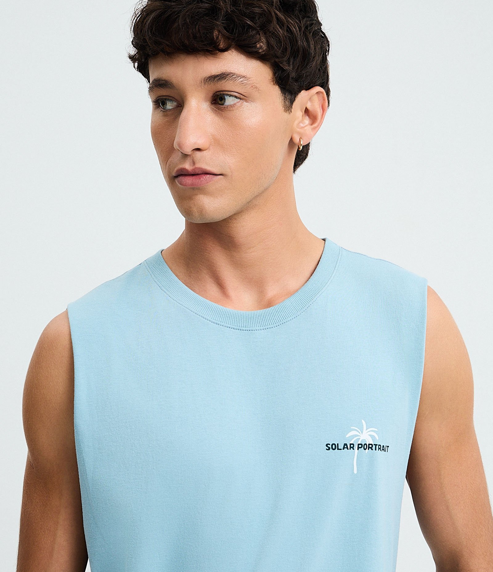 Regata Comfort em Algodão com Estampa de Coqueiro Azul 4
