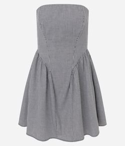 Vestido Curto Tomara que Caia em Algodão com Estampa Xadrez