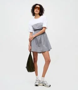 Vestido Curto Tomara que Caia em Algodão com Estampa Xadrez