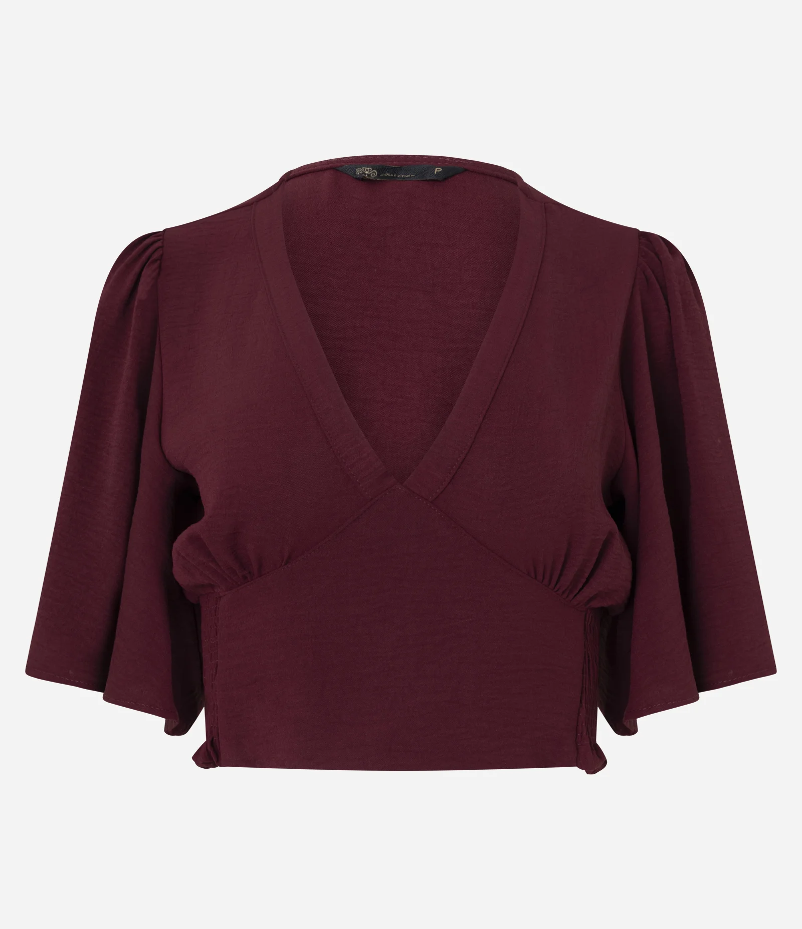 Blusa em Airflow com Decote em V e Lastex nas Costas Vinho 1