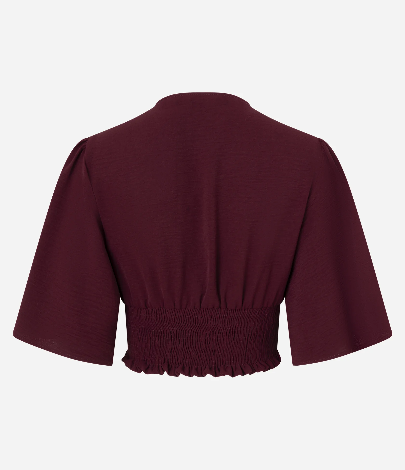 Blusa em Airflow com Decote em V e Lastex nas Costas Vinho 2