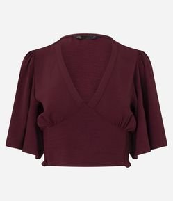 Blusa em Airflow com Decote em V e Lastex nas Costas