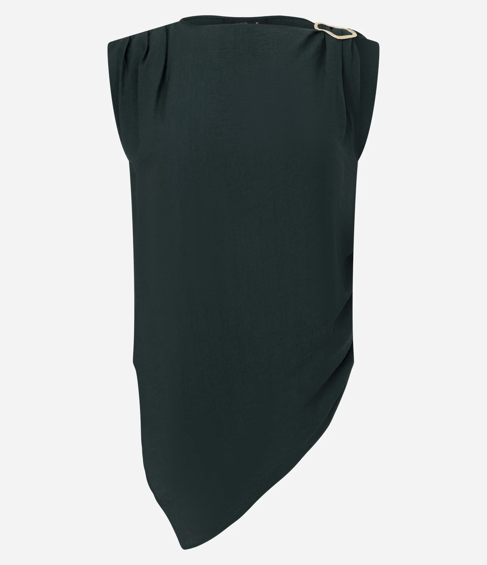 Blusa em Crepe com Aviamento no Ombro e Barra Assimétrica Verde 1