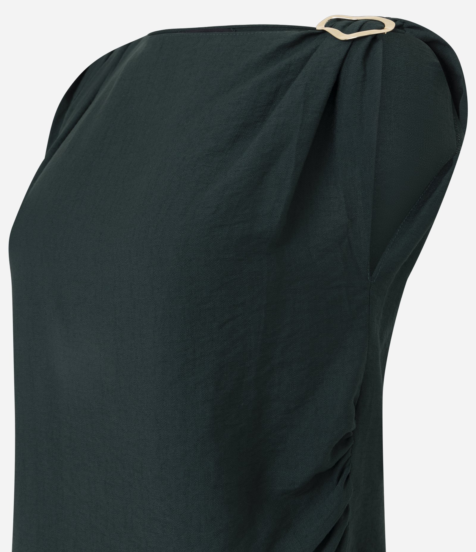 Blusa em Crepe com Aviamento no Ombro e Barra Assimétrica Verde 2