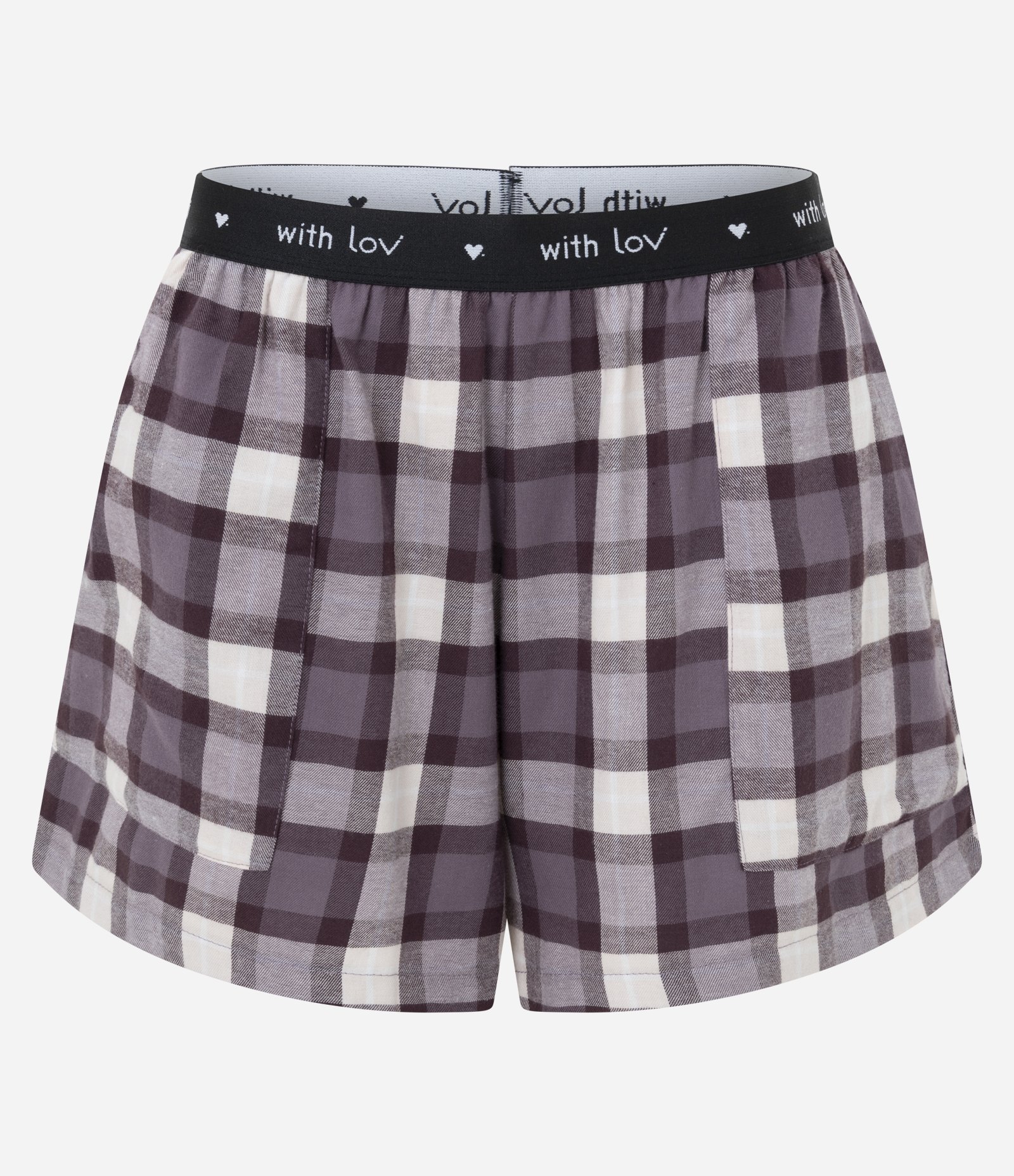Short de Pijama em Flanela com Estampa Xadrez e Cós Elástico Roxo 5
