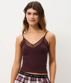 Blusa de Pijama Seamless com Rendinha