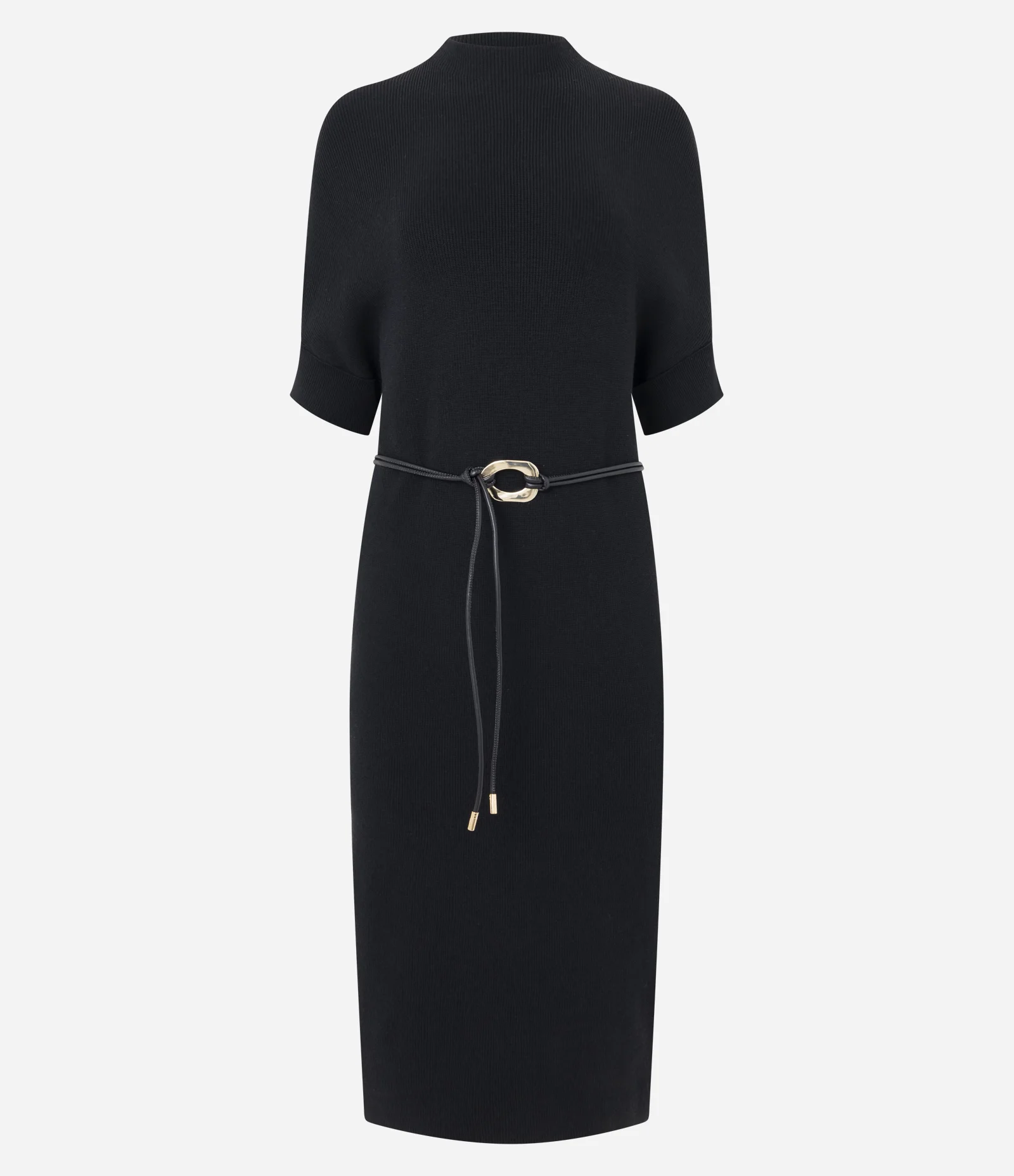 Vestido Midi em Tricô com Gola Alta e Cinto Preto 6