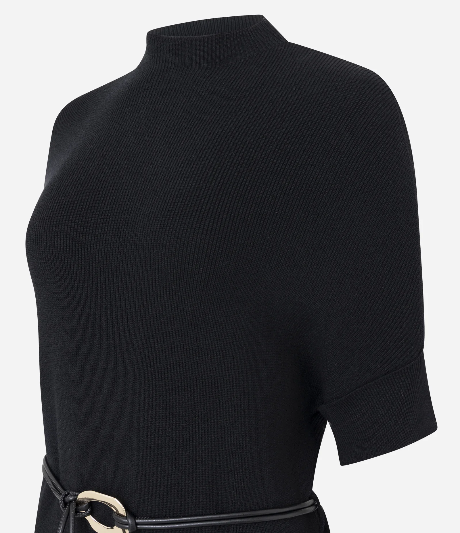 Vestido Midi em Tricô com Gola Alta e Cinto Preto 7
