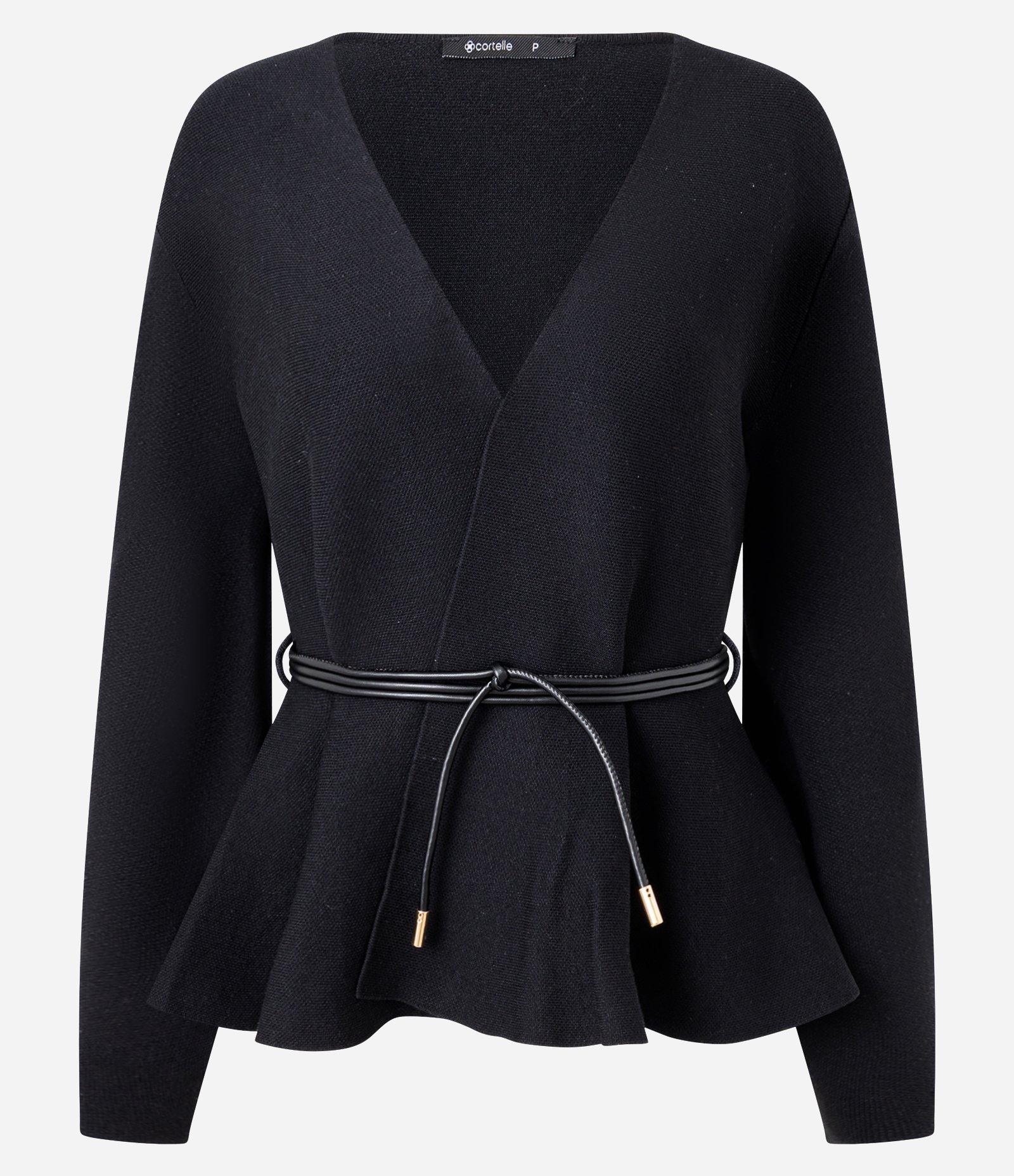 Cardigan em Tricô com Barra Peplum e Cintinho Preto 5