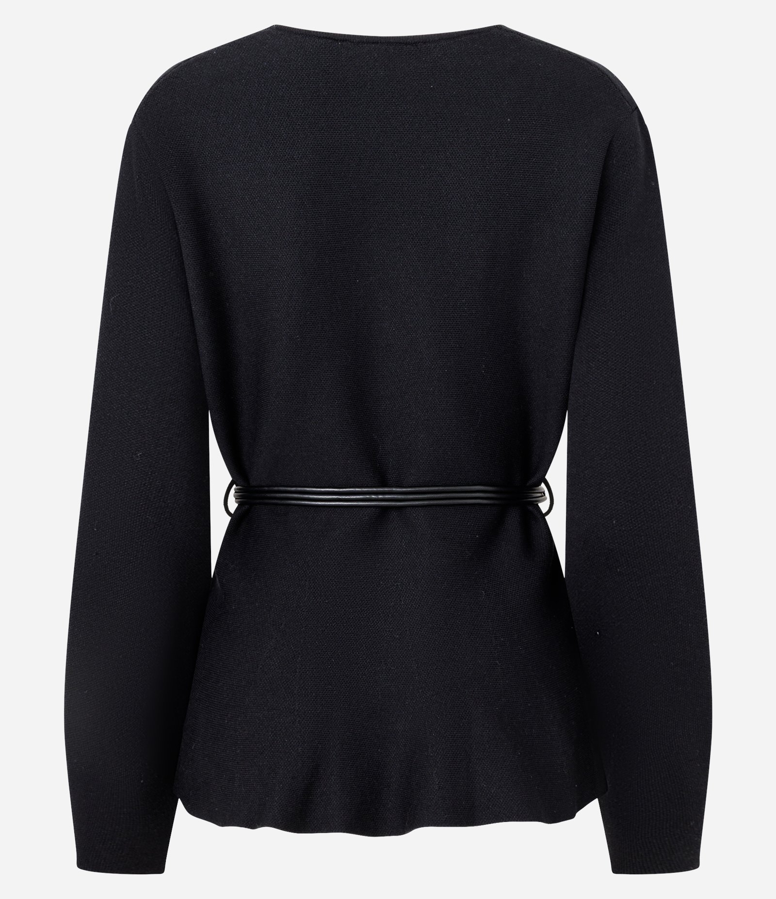 Cardigan em Tricô com Barra Peplum e Cintinho Preto 6