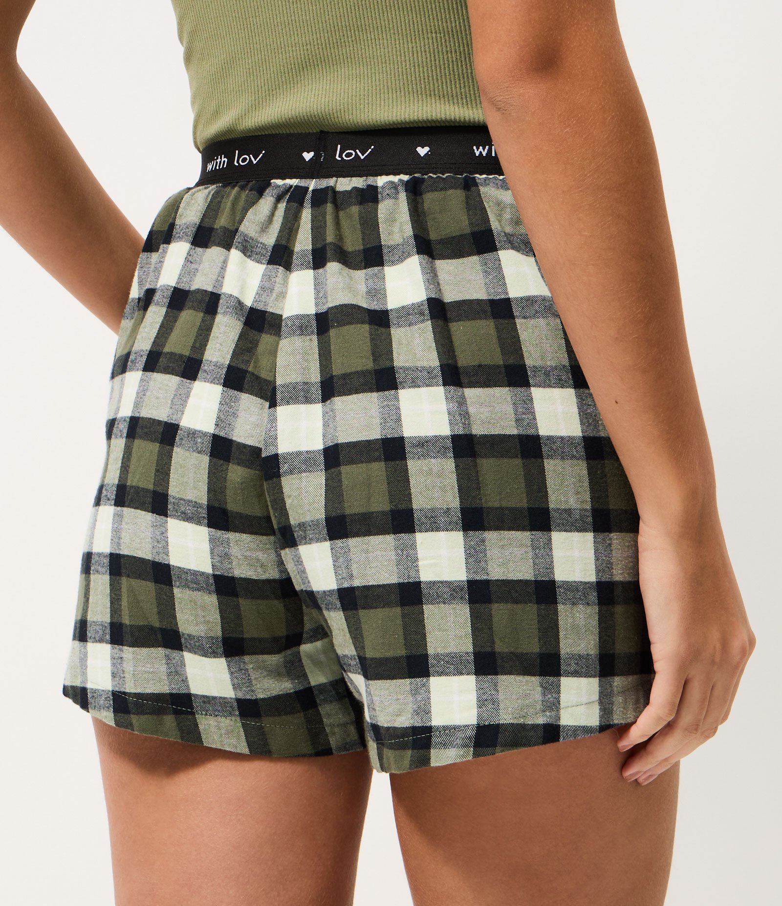 Short de Pijama em Flanela Xadrez com Cós Elástico Verde 4