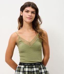 Blusa de Pijama Seamless com Rendinha