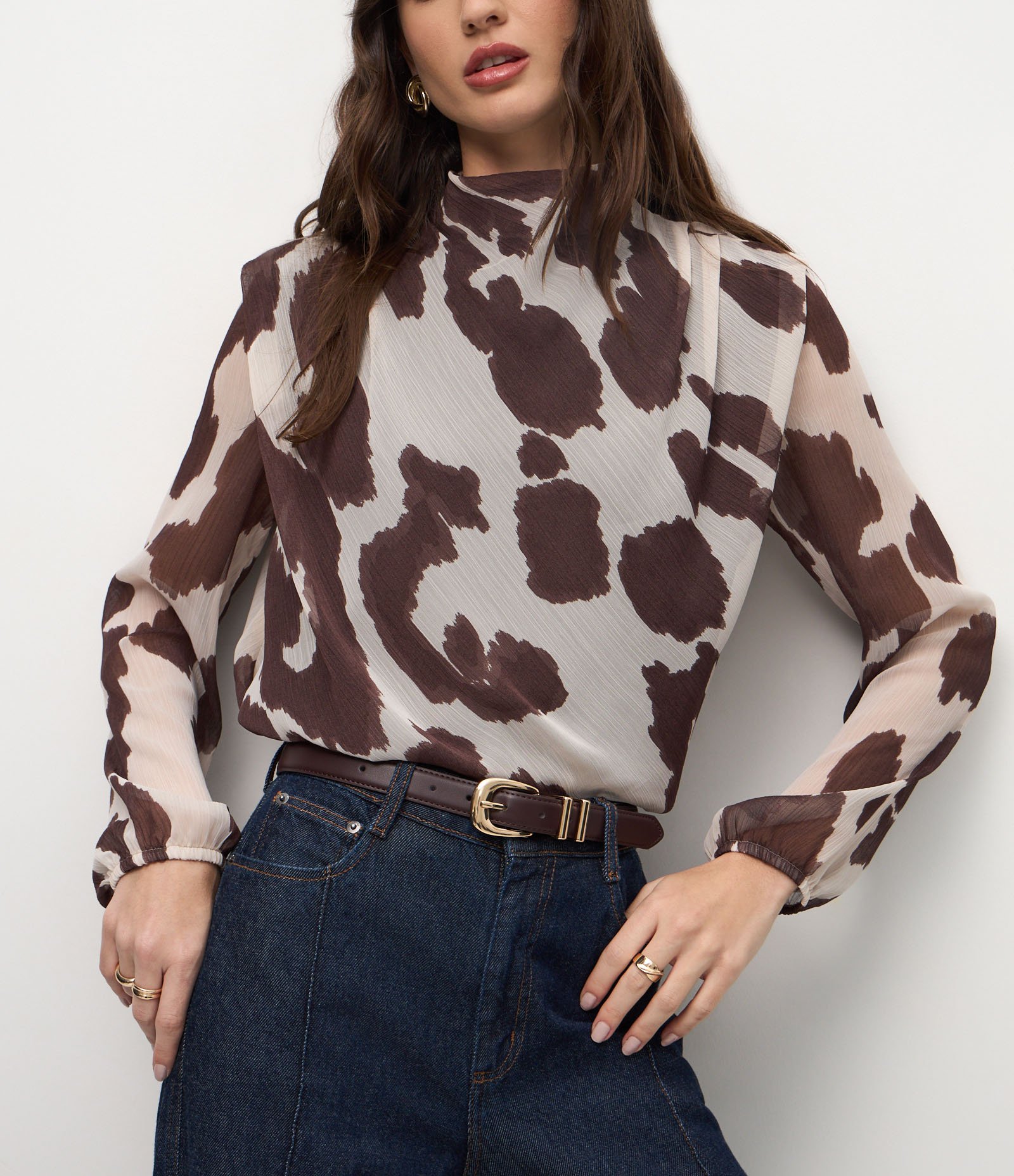 Blusa Manga Longa Animal Print com Gola Alta Animal Print 3