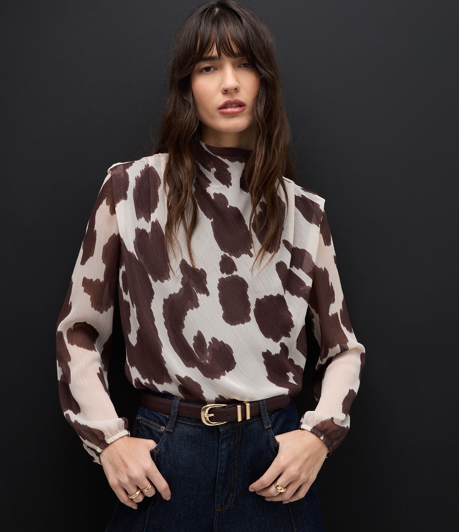 Blusa Manga Longa Animal Print com Gola Alta Animal Print 4