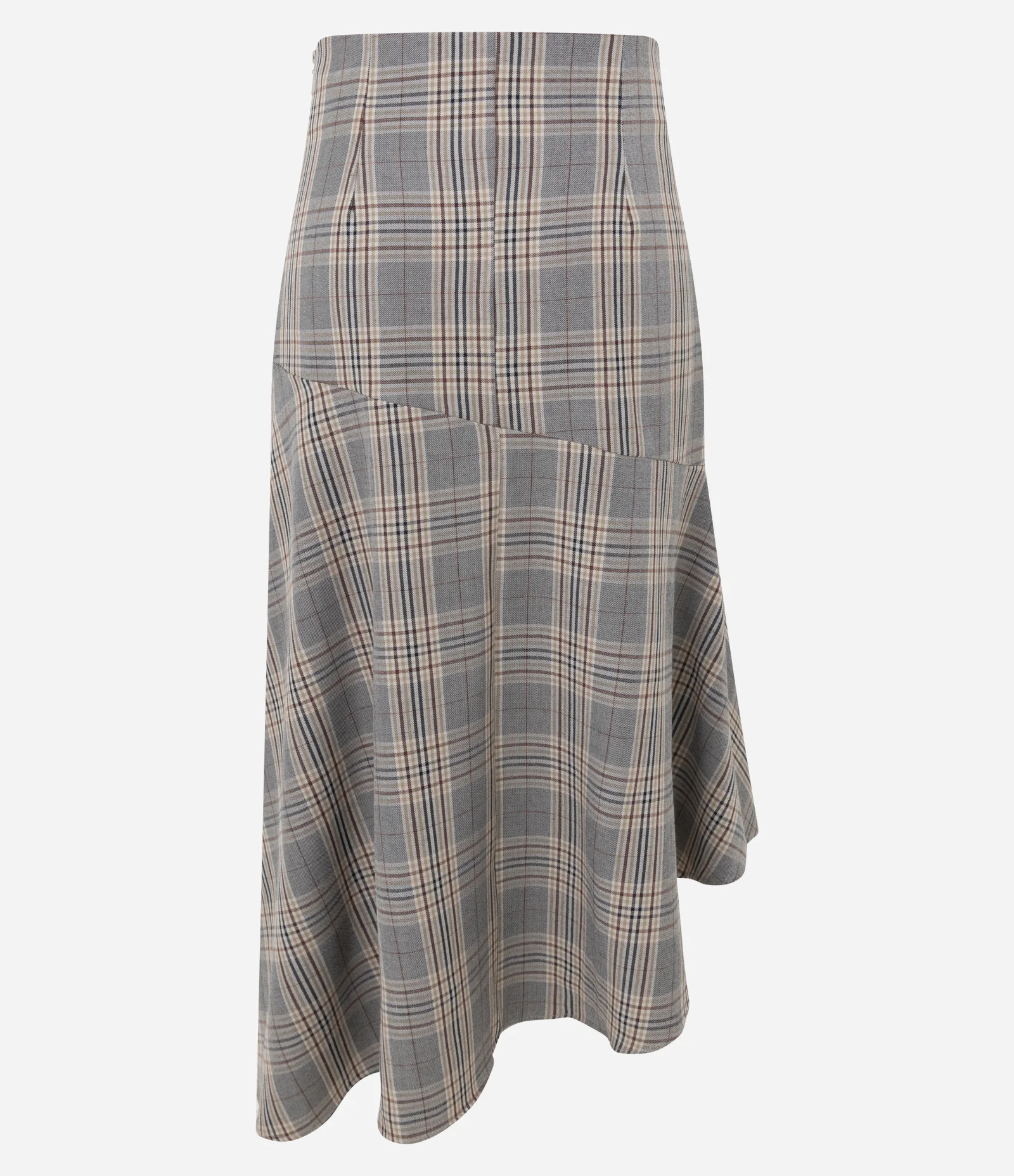 Saia Midi Assimétrica com Estampa Xadrez Multicores 2