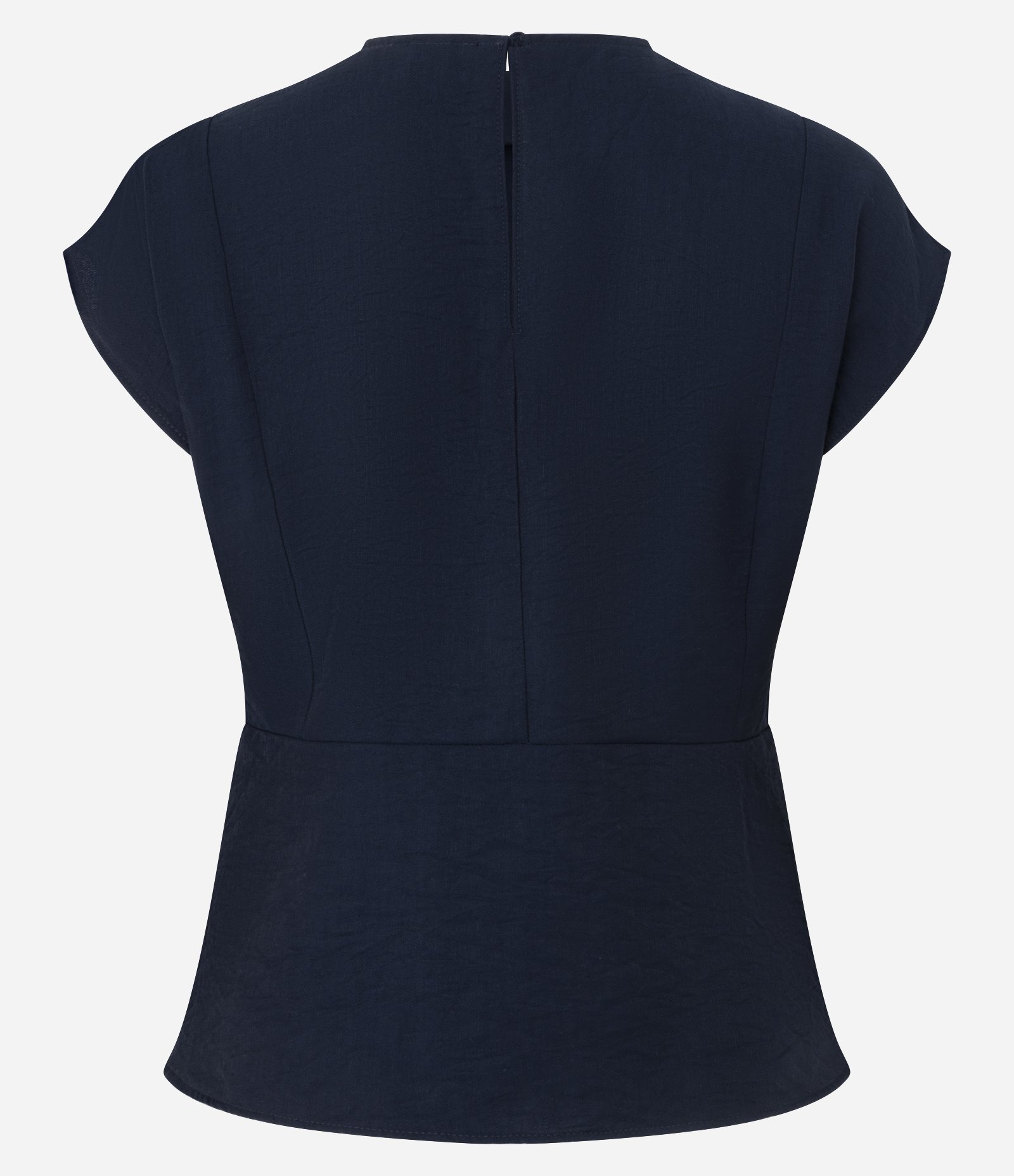 Blusa Manga Curta em Crepe com Barra Peplum Azul 2
