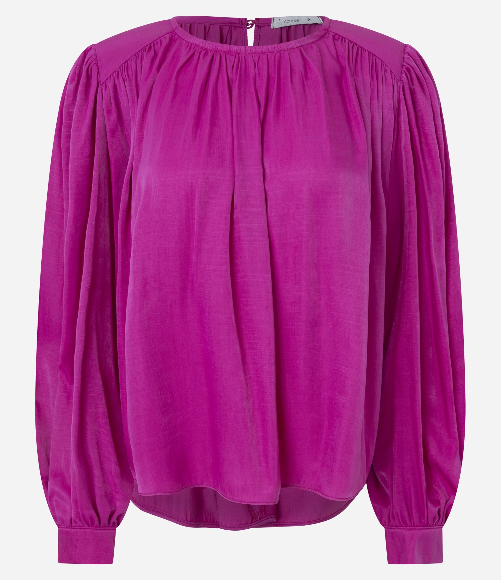 Blusa Ampla Acetinada com Franzidos e Ombreiras Rosa 5