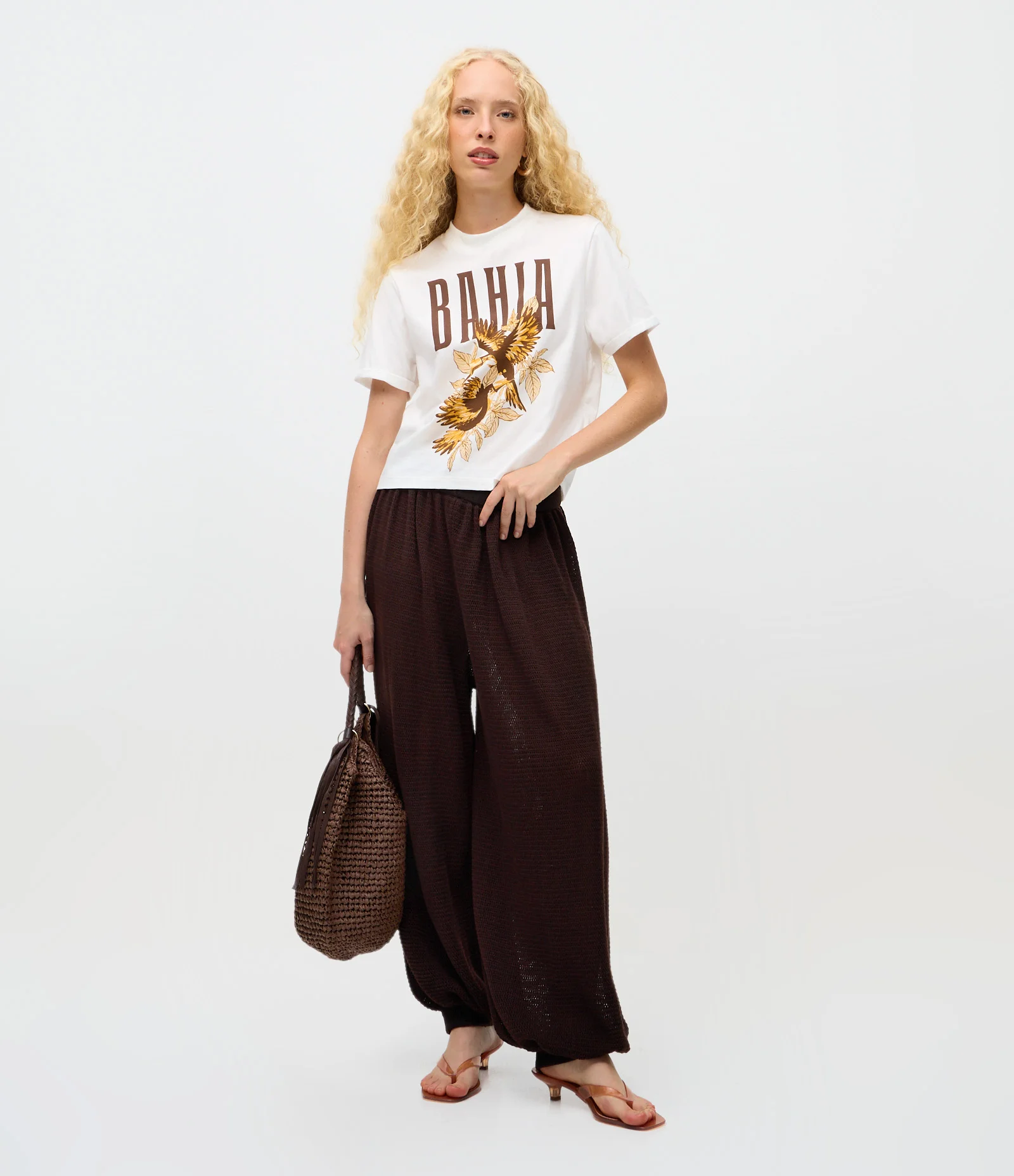 Calça Aladim em Tricô Marrom 1