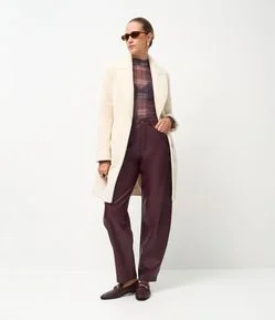 Calça Barrel em PU com Cintura Alta