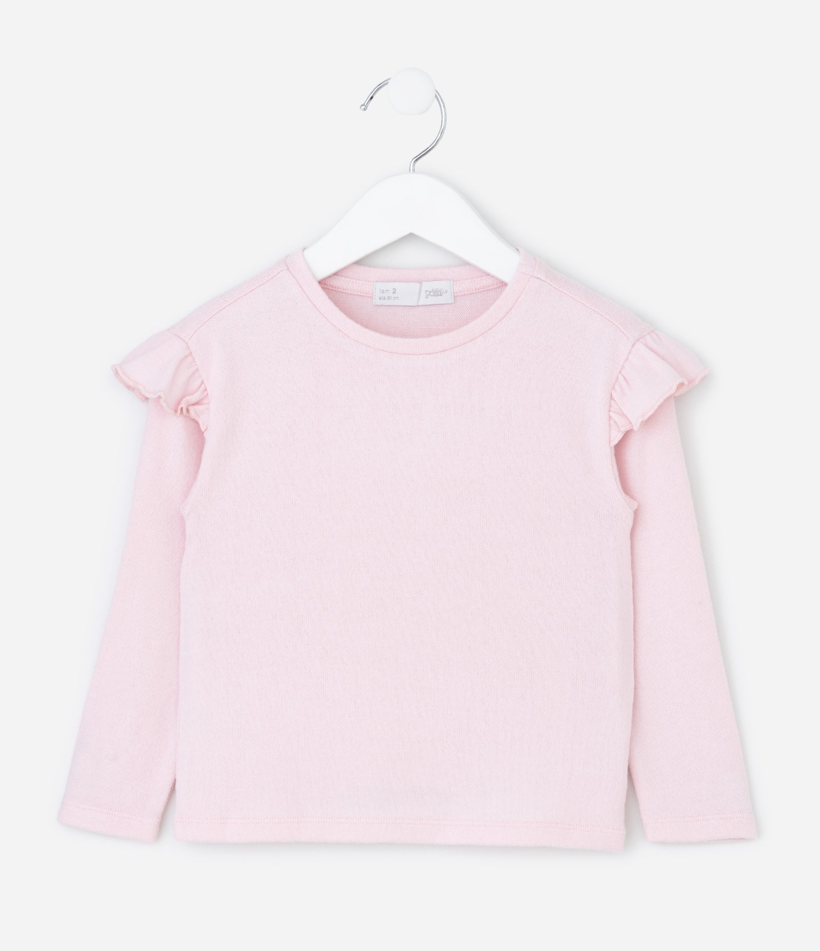 Blusa Infantil com Babado nos Ombros – Tam 1 a 5/6 Anos Rosa Claro 1