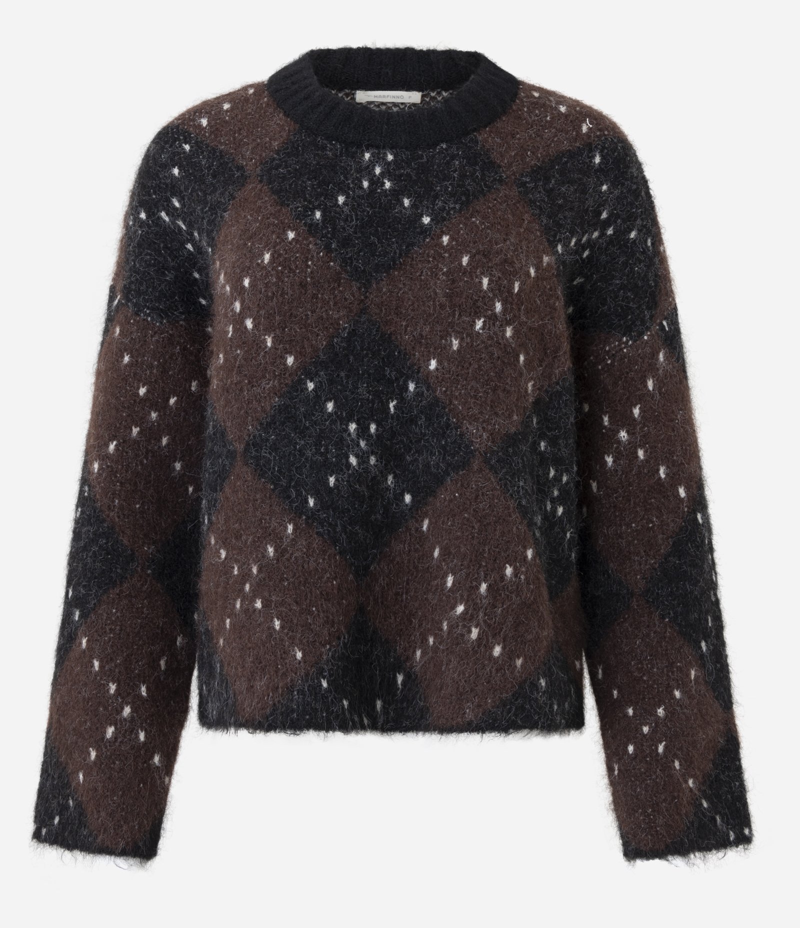 Suéter Over em Tricô com Estampa Xadrez Argyle Marrom 5