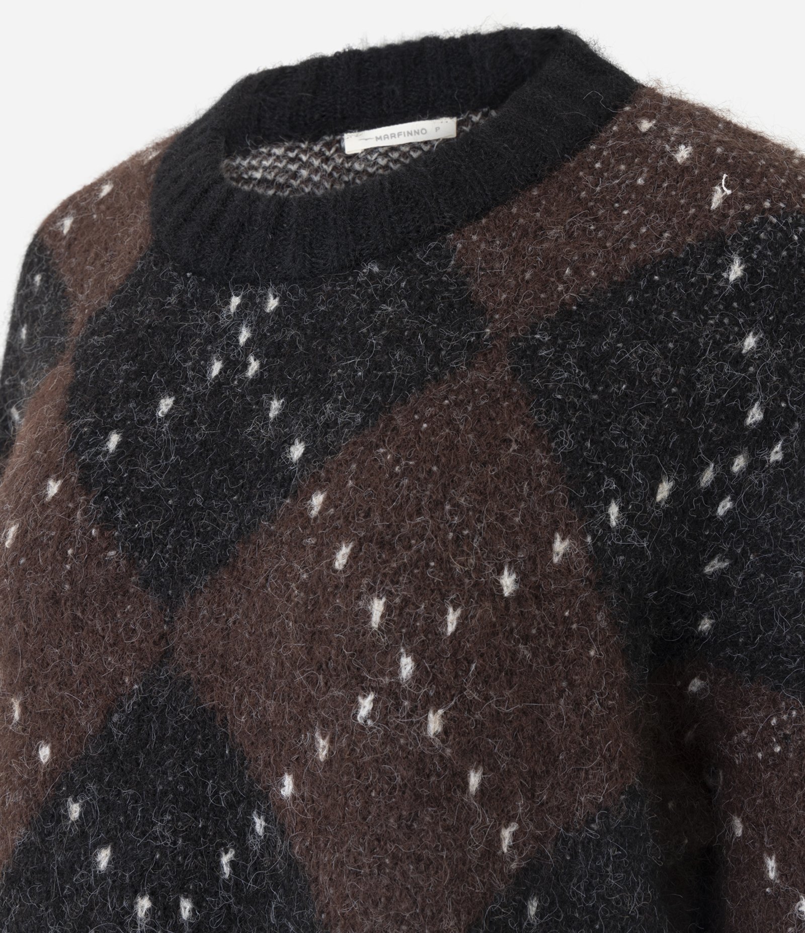 Suéter Over em Tricô com Estampa Xadrez Argyle Marrom 6