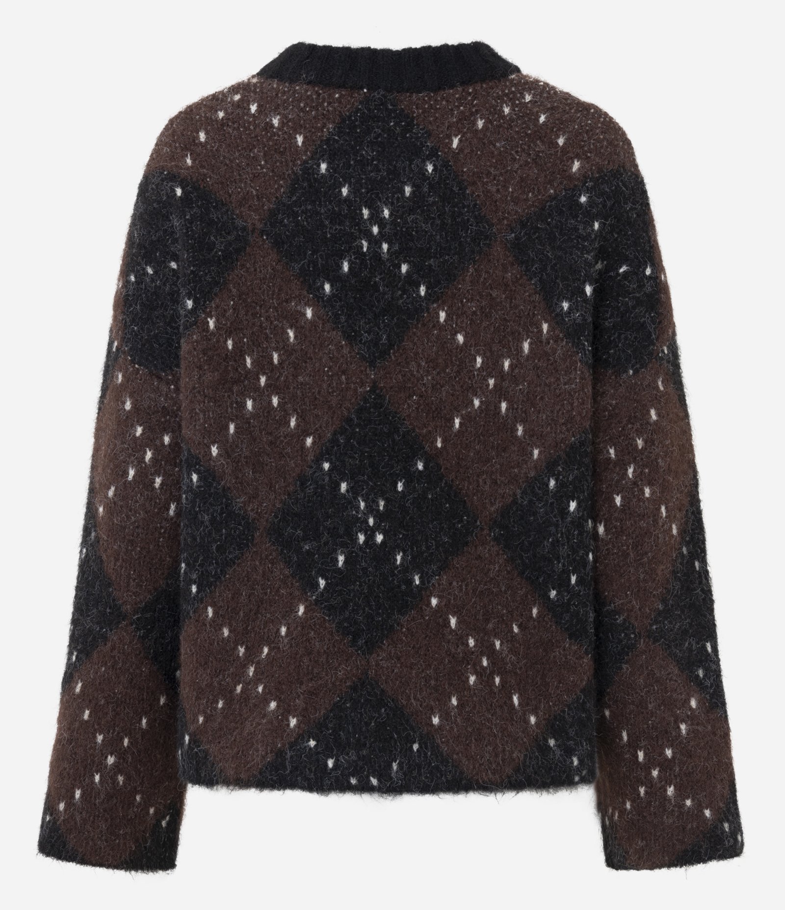 Suéter Over em Tricô com Estampa Xadrez Argyle Marrom 7