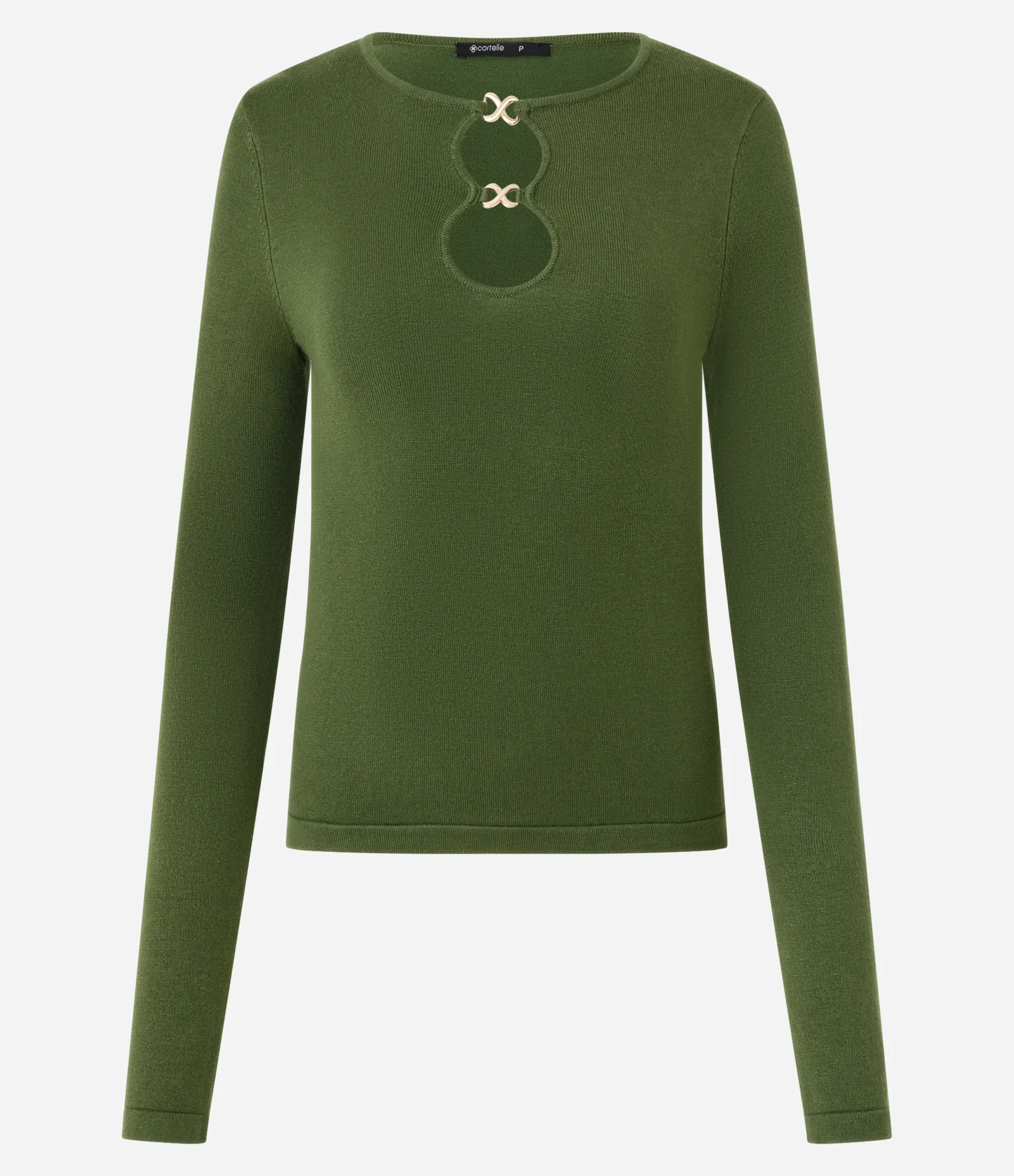 Blusa Regular em Tricô com Aviamento no Decote Verde 5