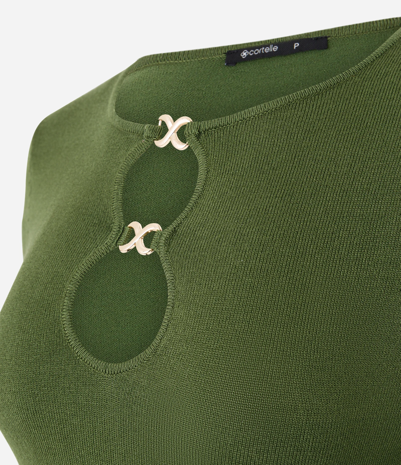 Blusa Regular em Tricô com Aviamento no Decote Verde 6