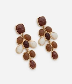 Brinco Médio Alongado com Formato de Gotas Resinadas