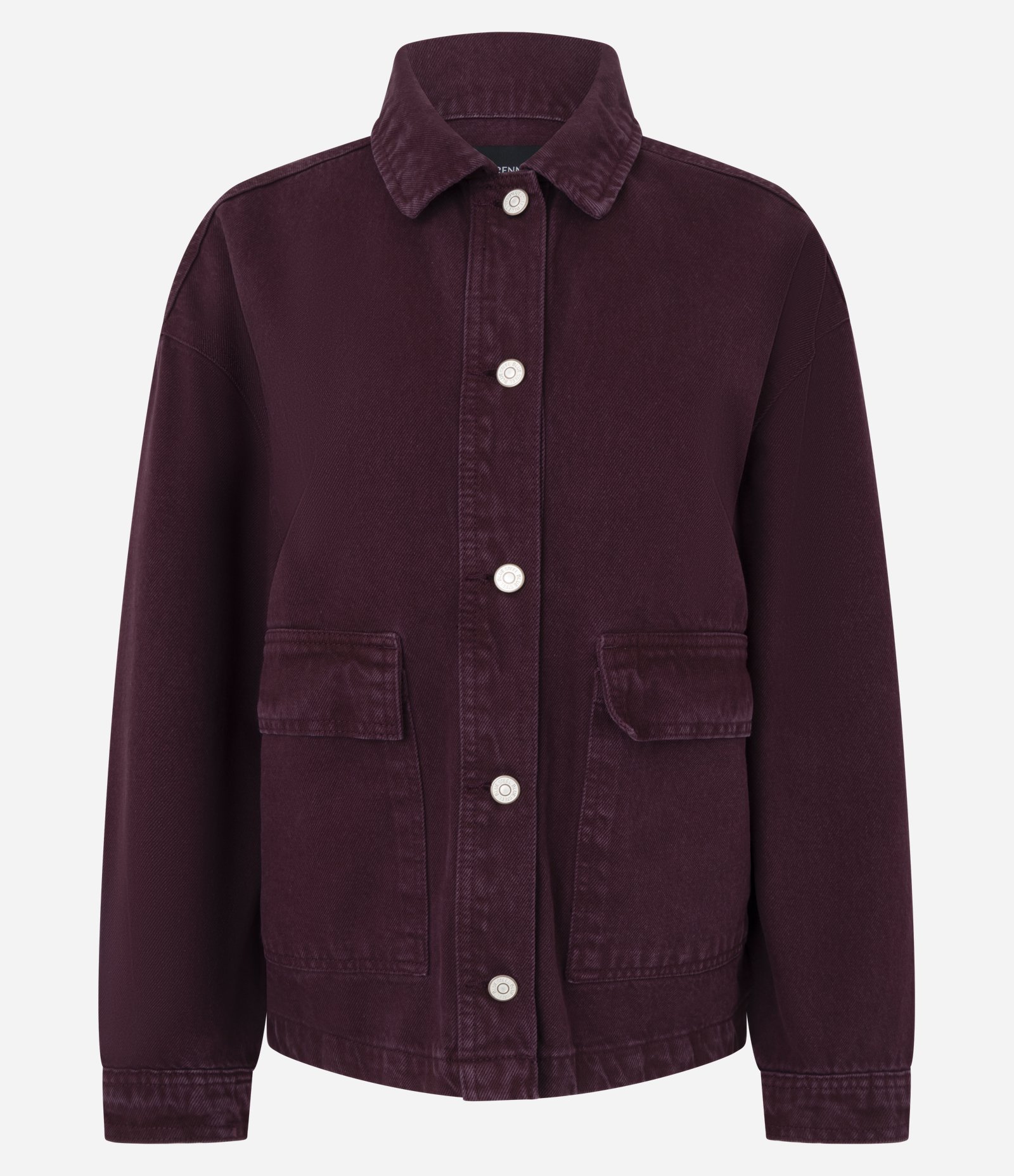Camisa Overshirt em Sarja com Bolsos Frontais Bordô 1