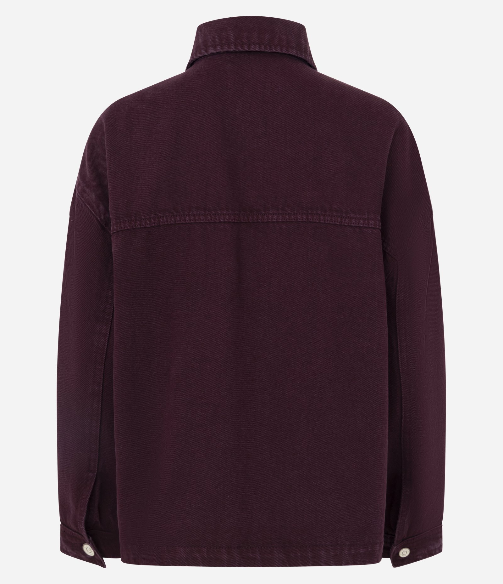 Camisa Overshirt em Sarja com Bolsos Frontais Bordô 2