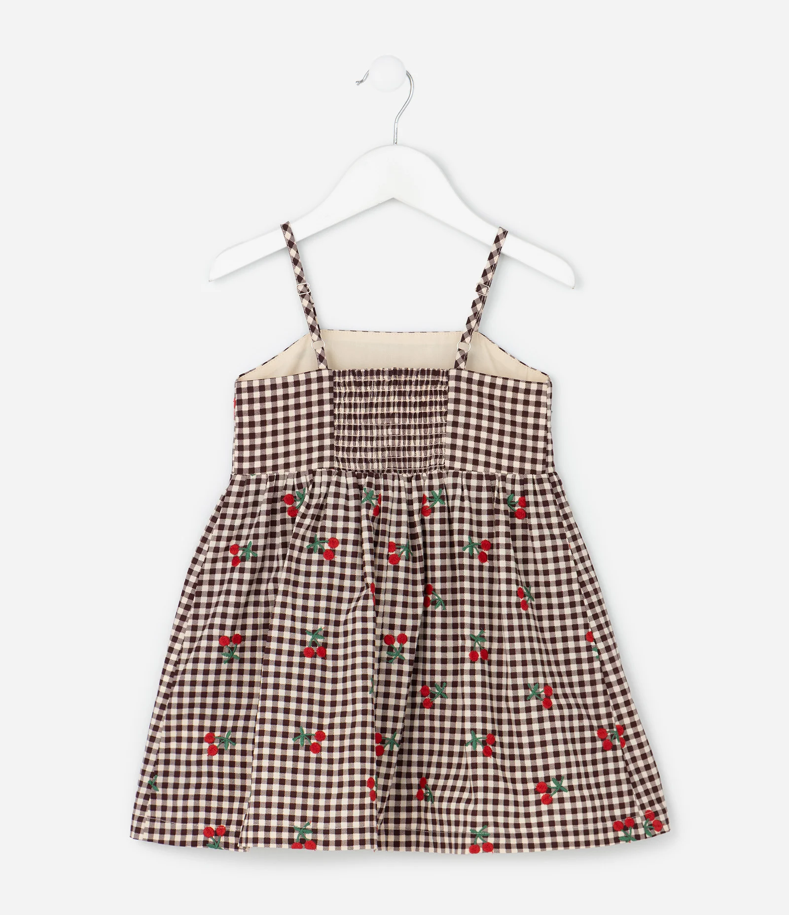 Vestido Infantil em Estampa Xadrez com Cereja – Tam 1 a 6 Anos Bordô/Branco 2
