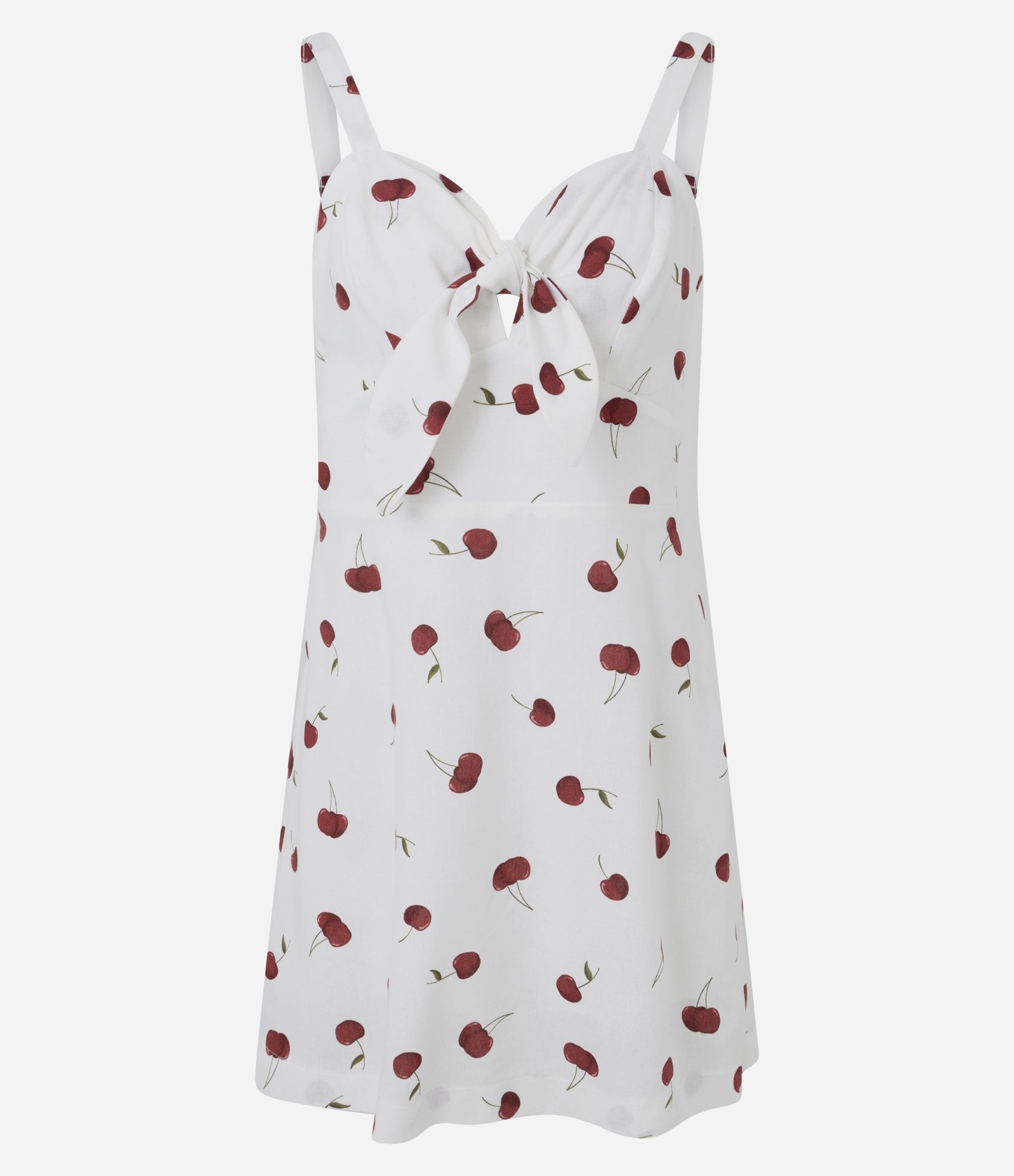 Macaquinho Curto com Alça Fina e Estampa de Cerejas Branco 1