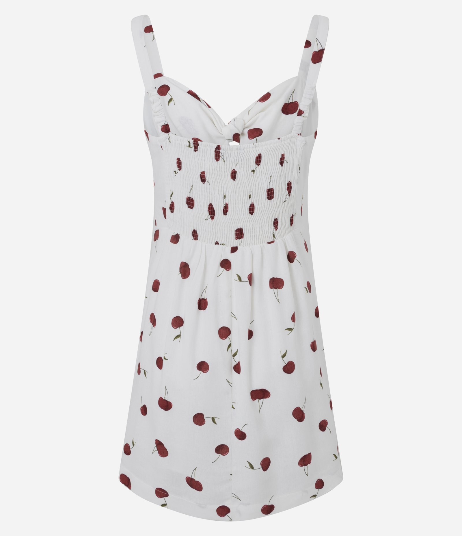 Macaquinho Curto com Alça Fina e Estampa de Cerejas Branco 2