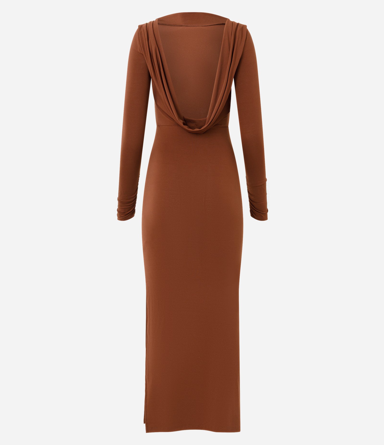 Vestido Midi com Decote Degagê nas Costas Marrom 3