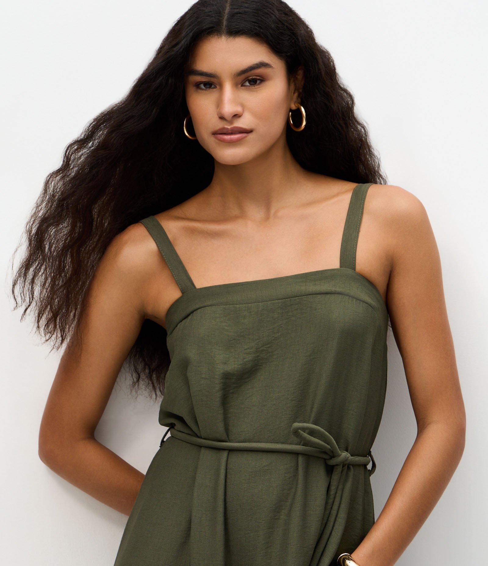 Vestido Midi em Viscose com Cordão para Amarração Verde 3