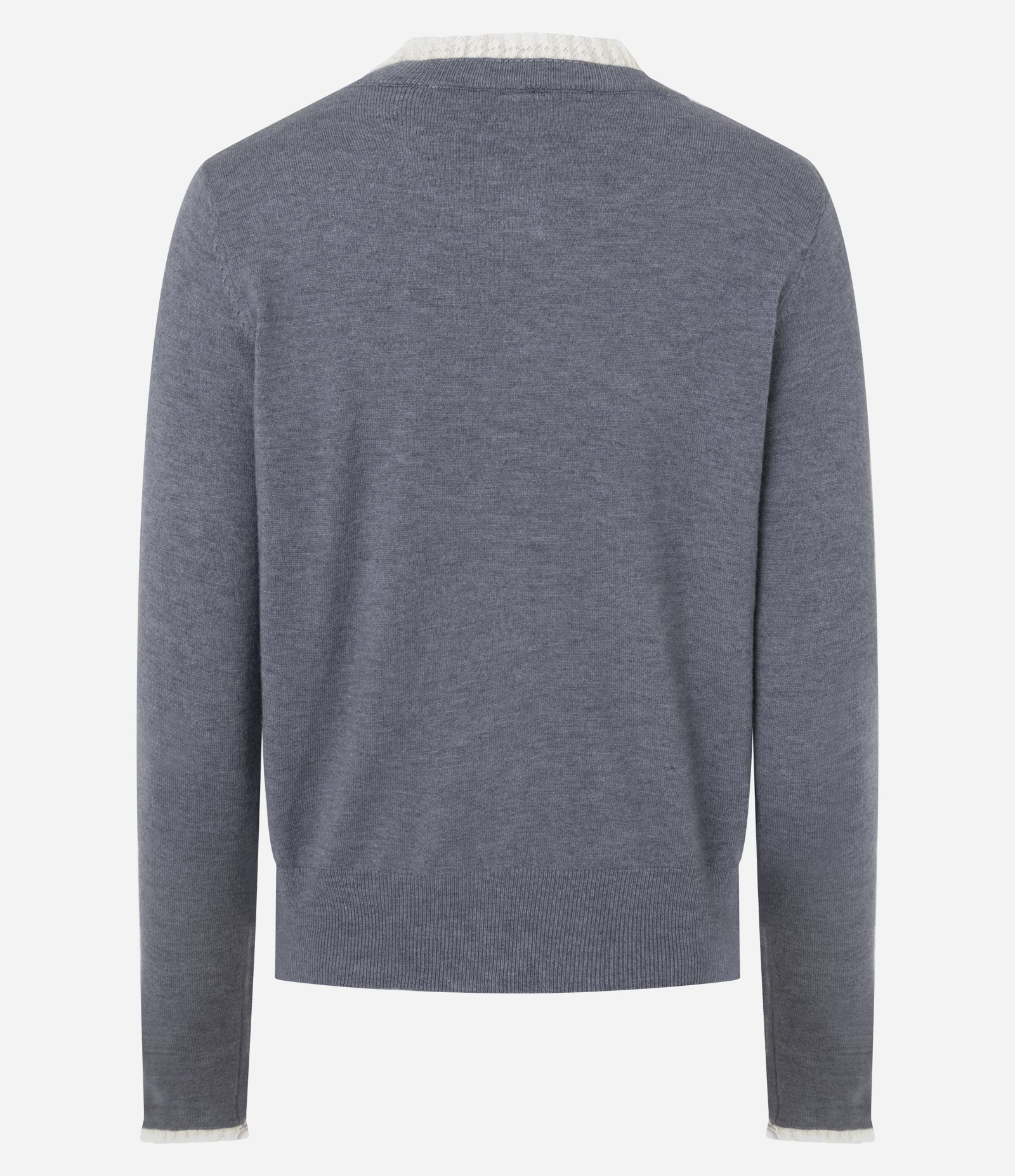 Cardigan em Tricô com Botões e Gola Contrastante Cinza 7