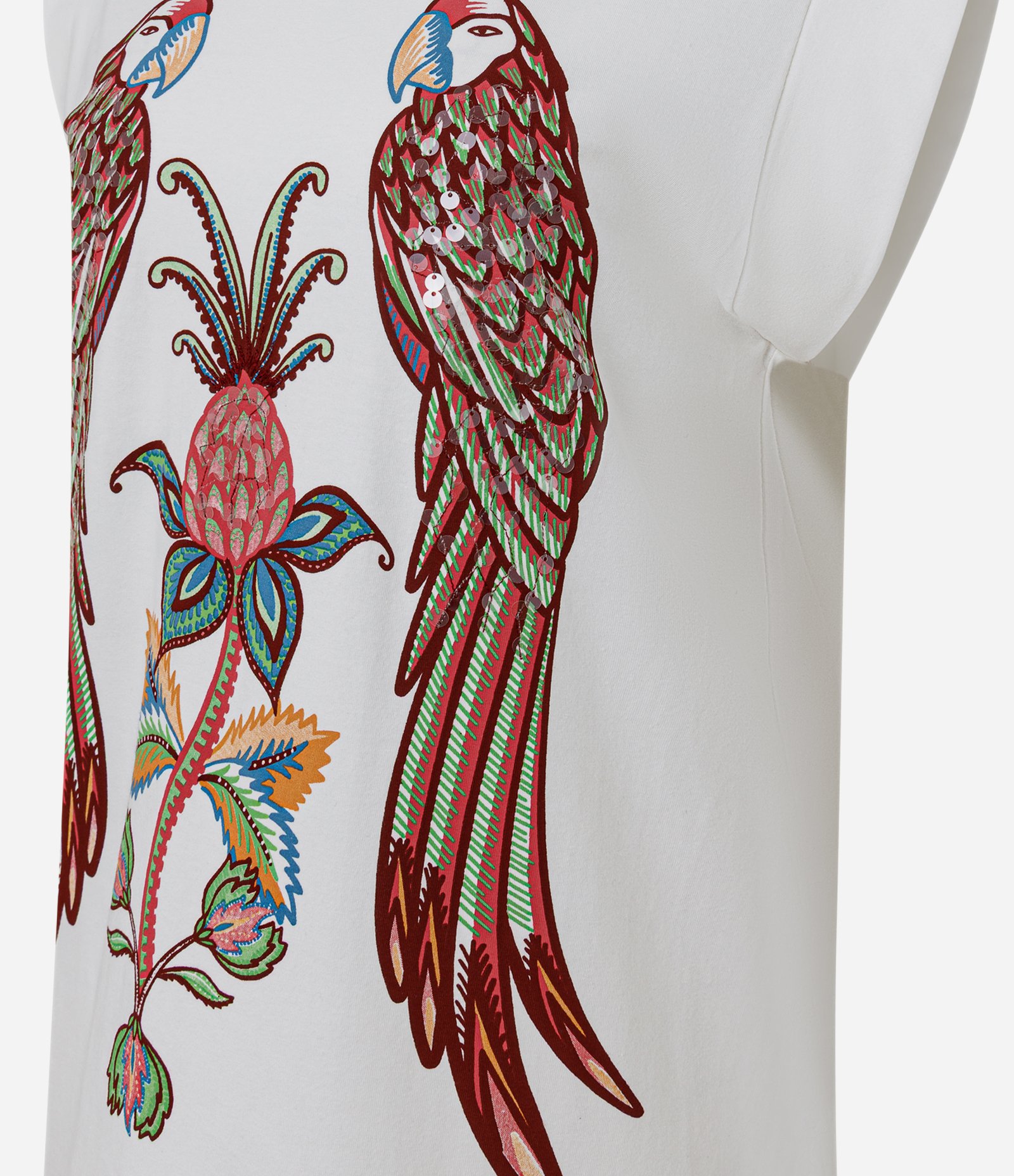 Vestido Curto em Algodão com Silk Frontal de Araras Branco 5