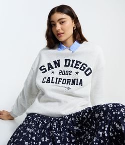 Casaco Fechado College em Moletinho com Lettering San Diego